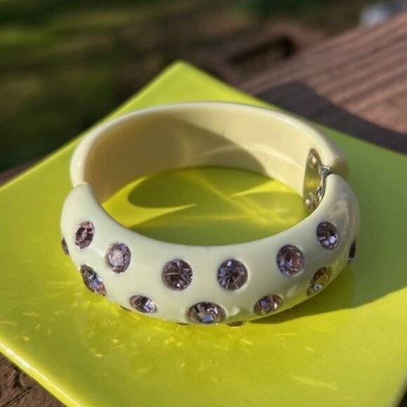 ALBERT WEISS Mint Green Rhinestone Clamper BRACELET - Picture 3 of 9